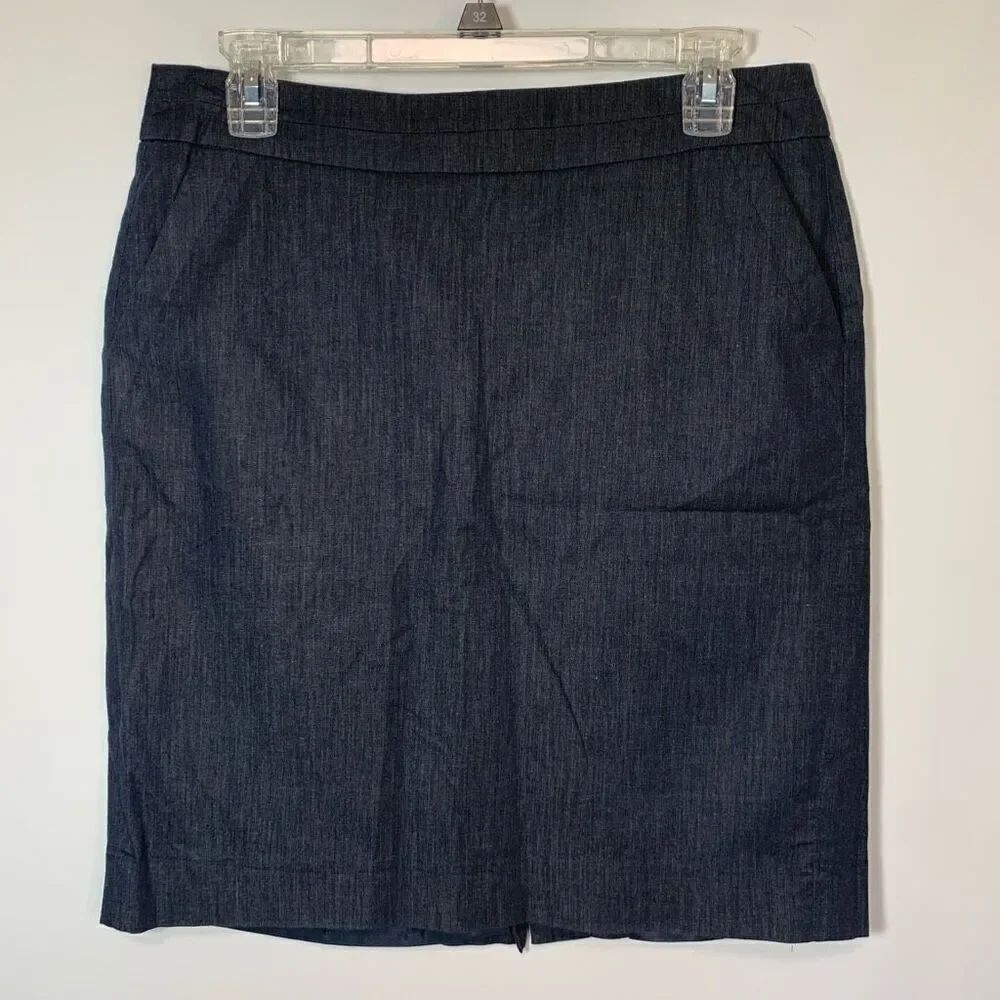 Ann Taylor Loft Women's Flat Front Lined Pencil Skirt Dark Blue Petite Size 8P